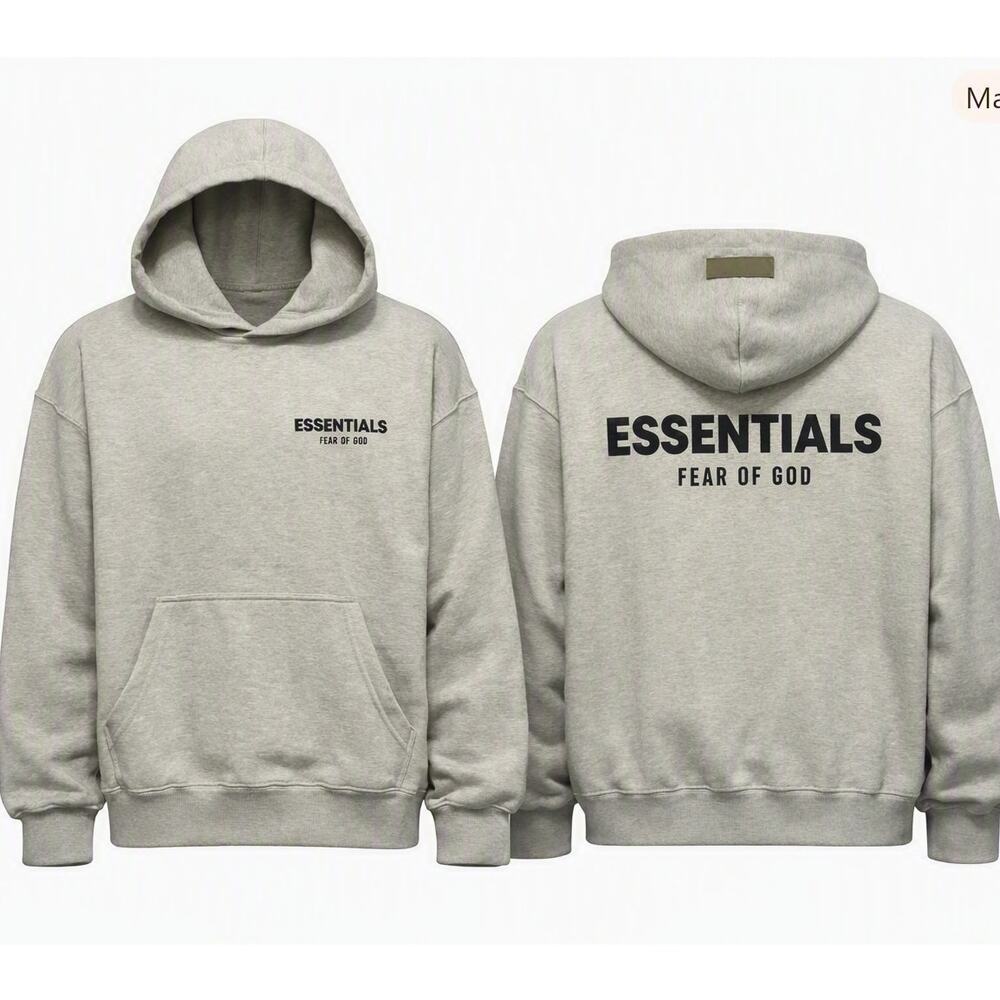 Fear of God Essentials Hoodie Gray XL Front Back Logo Heavyweight Streetwear NWT